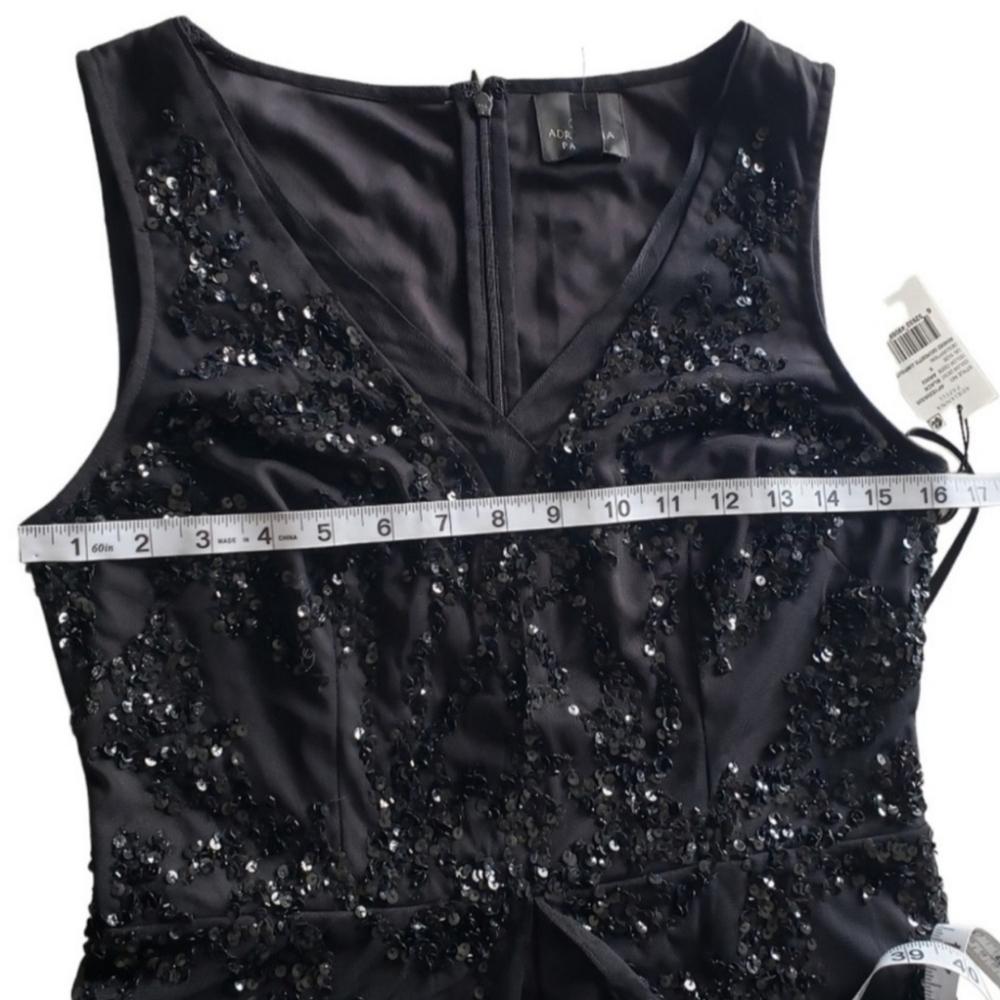 🔥NWT Adrianna Papell Beaded Georgette Jumpsuit, Black, Size 6 - Picture 10 of 16